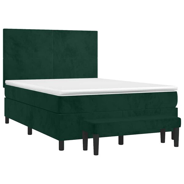 vidaXL Cama box spring con colch&oacute;n terciopelo verde oscuro 140x200 cm