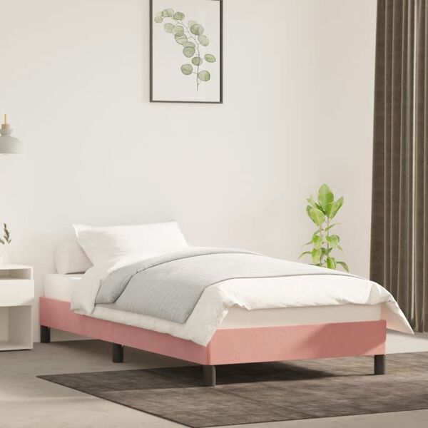 vidaXL Estructura de cama sin colch&oacute;n terciopelo rosa 90x190 cm