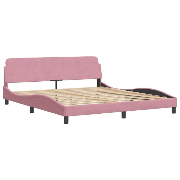 vidaXL Estructura de cama sin colch&oacute;n terciopelo rosa 180x200 cm