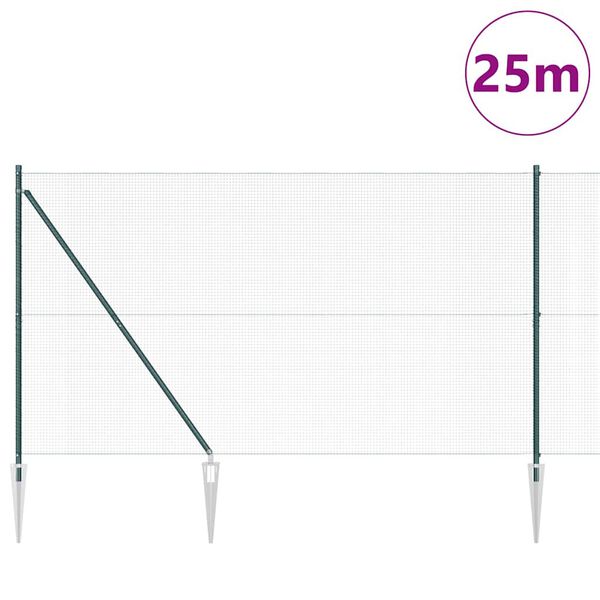 vidaXL Poste de Valla Verde 25 x 1,5 m (malla de 16 x 16 mm)
