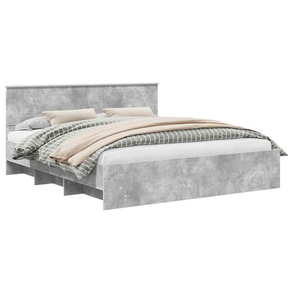 vidaXL Estructura de cama con cabecera Gris Concreto 200 x 200 cm
