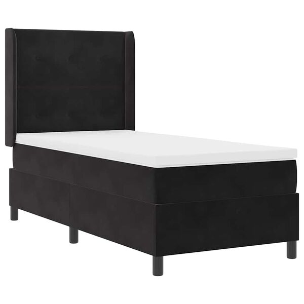 vidaXL Cama tipo Box Spring con colch&oacute;n Negro 100 x 200 cm Terciopelo