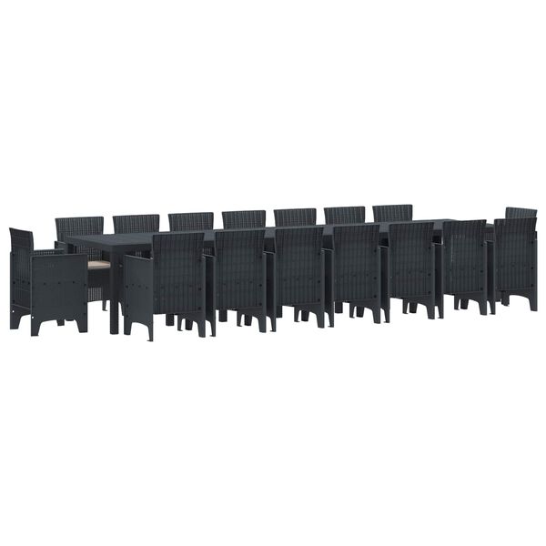 vidaXL Conjunto de comedor de jard&iacute;n con cojines 17 pcs Antracita PP