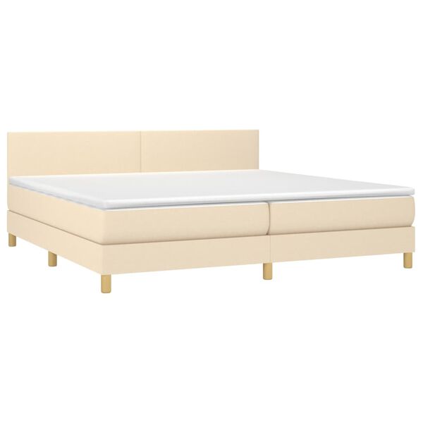 vidaXL Cama box spring con colch&oacute;n tela color crema 200x200 cm