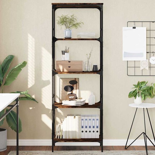 vidaXL Librer&iacute;a 5 estantes madera ingenier&iacute;a roble ahumado 59x35x171cm