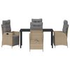 vidaXL Conjunto de Comedor de Jard&iacute;n 5 pcs Beige rat&aacute;n sint&eacute;tico
