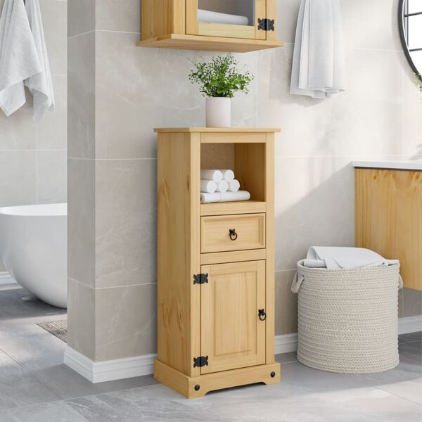 vidaXL Armario de ba&ntilde;o Corona madera maciza de pino 45x33x110 cm