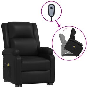 vidaXL Sill&oacute;n de masaje elevable cuero sint&eacute;tico negro
