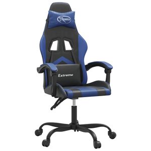 vidaXL Silla gaming giratoria cuero sint&eacute;tico negro y azul