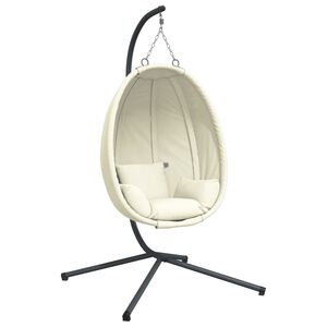 vidaXL Silla colgante huevo con soporte tela y acero beige