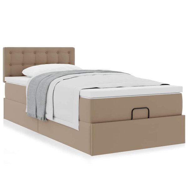 vidaXL Cama otomana colch&oacute;n cappucino cuero sint&eacute;tico 80x200cm