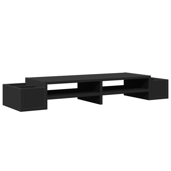 vidaXL Soporte de pantalla con almacenaje madera negro 100x27x15 cm