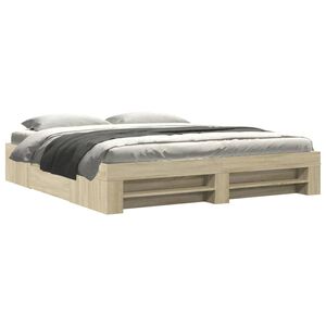 vidaXL Estructura de cama sin colch&oacute;n roble Sonoma 200x200 cm