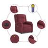 vidaXL Sill&oacute;n de masaje reclinable el&eacute;ctrico tela rojo tinto