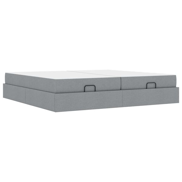 vidaXL Estructura de cama con colch&oacute;n 2 pcs Gris claro tela