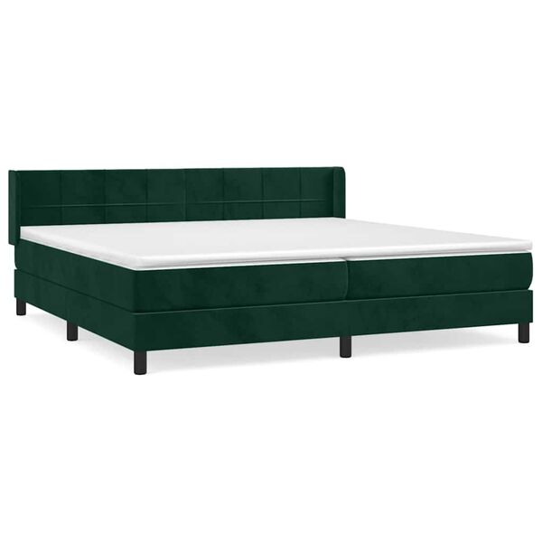 vidaXL Cama box spring con colch&oacute;n terciopelo verde oscuro 200x200 cm