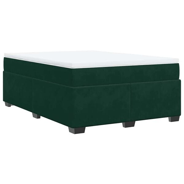 vidaXL Cama box spring con colch&oacute;n terciopelo verde oscuro 160x200 cm
