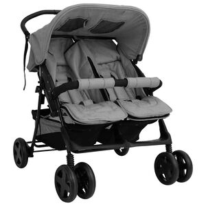 vidaXL Carrito para gemelos de acero gris claro