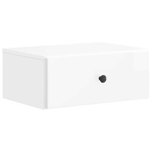 vidaXL Mesita de Noche de Pared con caj&oacute;n Brillante 49 x 34,5 x 20 cm