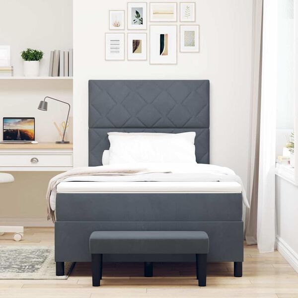 vidaXL Cama tipo Box Spring Gris oscuro 120 x 200 cm Terciopelo