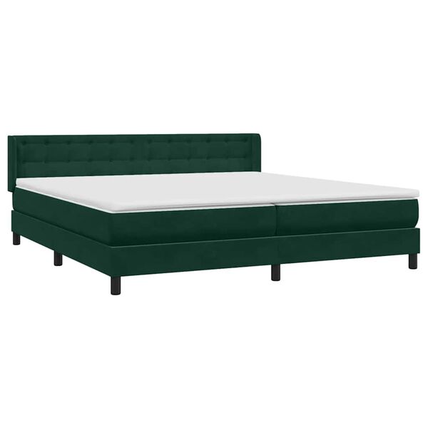 vidaXL Cama box spring con colch&oacute;n terciopelo verde oscuro 180x220 cm