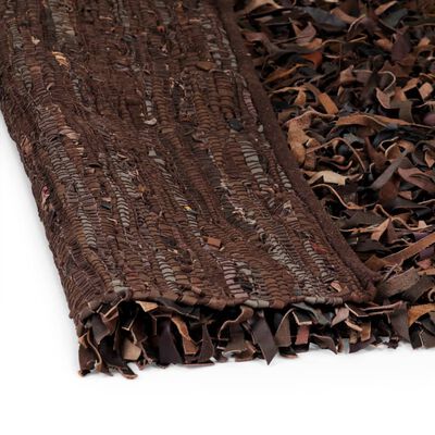 vidaXL Alfombra shaggy peluda de cuero auténtico 120x170 cm marrón