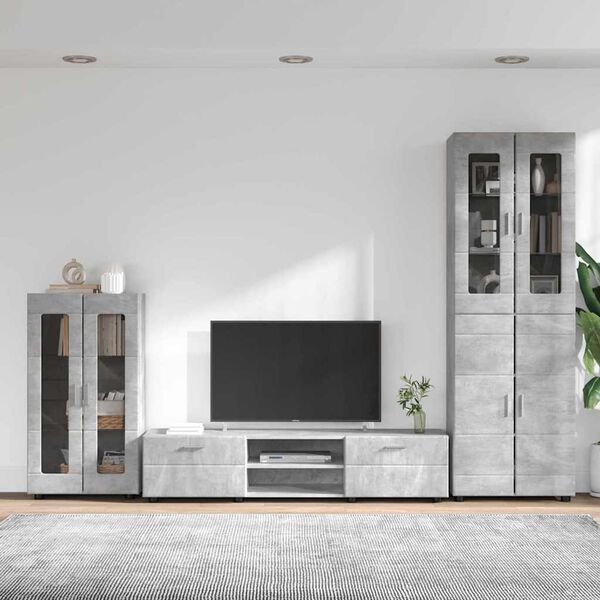 vidaXL Conjunto de mueble de TV con caj&oacute;n FLORIN Gris Concreto