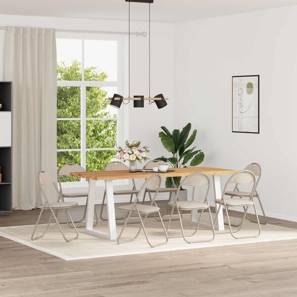 vidaXL Silla Plegable 8 pcs Arena 48 x 43,5 x 81 cm Cuero sint&eacute;tico