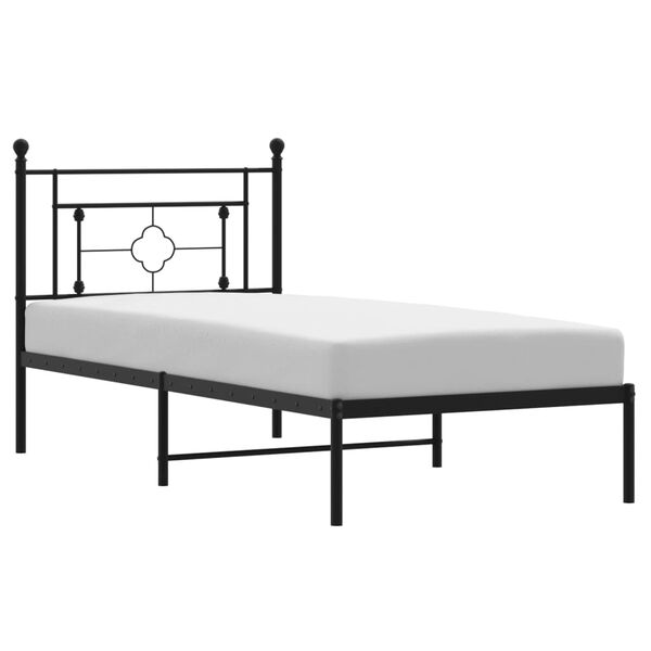vidaXL Estructura cama sin colchón con cabecero metal negro 90x200 cm