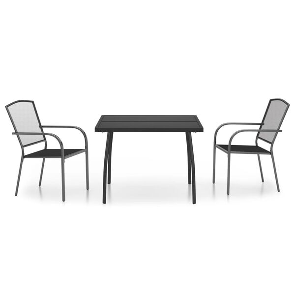 vidaXL Juego de comedor de jardín 3 piezas acero gris antracita