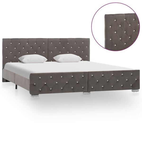 vidaXL Estructura de cama sin colchón terciopelo gris 180x200 cm