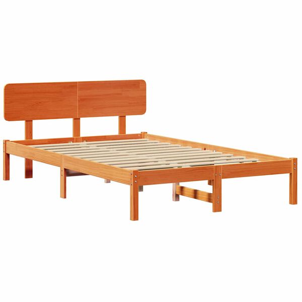 vidaXL Estructura de cama con cabecera Marr&oacute;n cera 120 x 190 cm