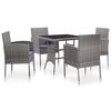 vidaXL Set de comedor de jard&iacute;n 5 pzas y cojines rat&aacute;n sint&eacute;tico gris