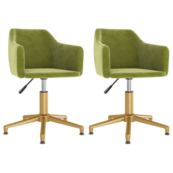 vidaXL Sillas de comedor giratorias 2 unidades terciopelo verde claro