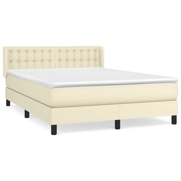 vidaXL Cama box spring con colch&oacute;n cuero sint&eacute;tico crema 140x200cm