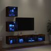 vidaXL Muebles TV pared con LED 5 pzas madera ingenier&iacute;a roble ahumado