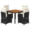vidaXL Set de muebles jard&iacute;n 5 pzas con cojines rat&aacute;n sint&eacute;tico negro