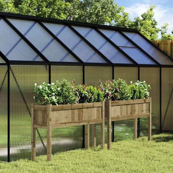 vidaXL Jardineras con patas 2 uds madera de pino impregnada