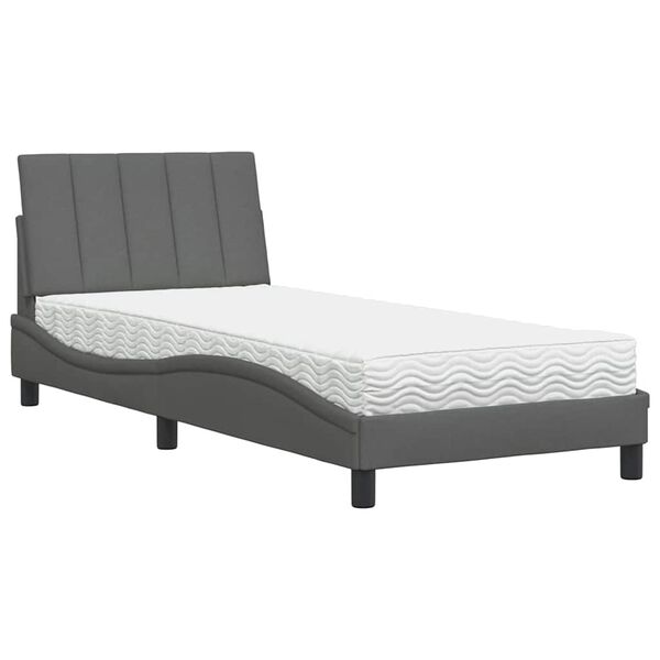 vidaXL Cama con colchón Hanko tela gris oscuro 80x200 cm
