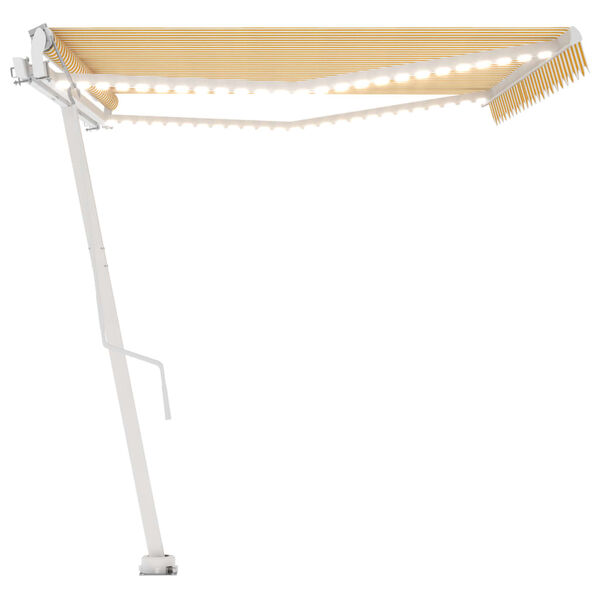 vidaXL Toldo autom&aacute;tico LED sensor de viento amarillo blanco 500x350cm