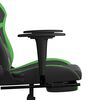 vidaXL Silla gaming de masaje y reposapi&eacute;s cuero sint&eacute;tico negro verde