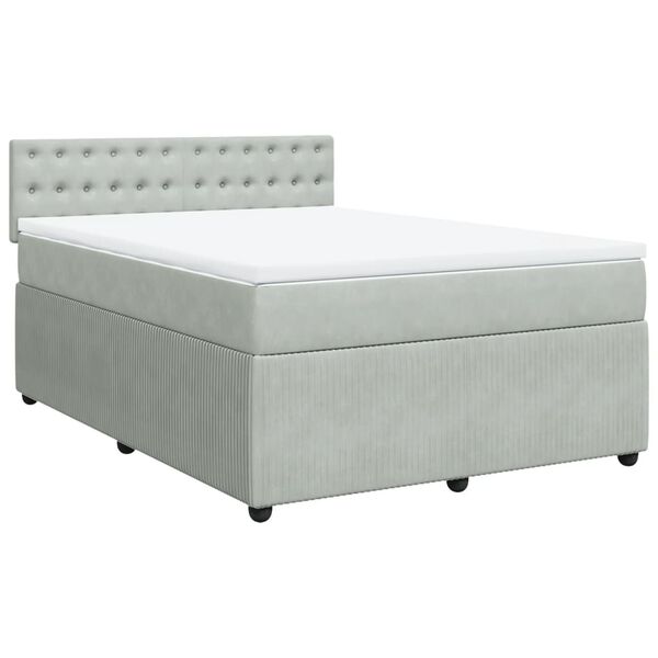 vidaXL Cama box spring con colch&oacute;n terciopelo gris claro 160x200 cm