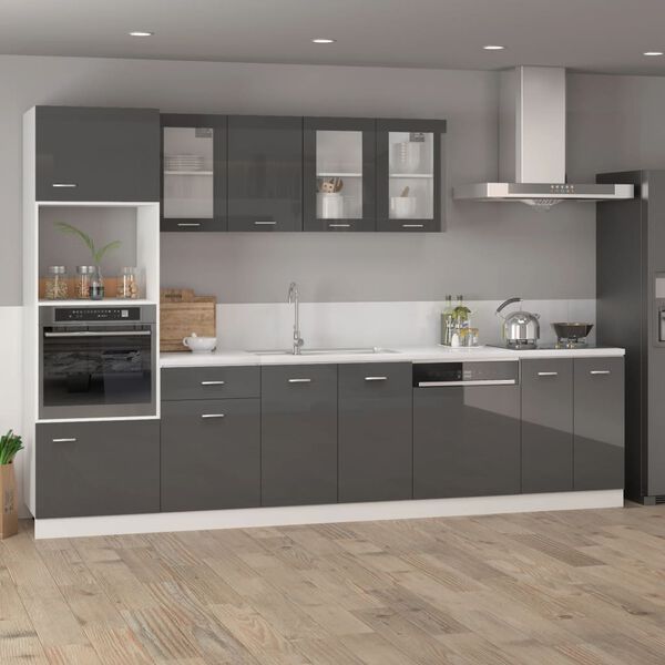 vidaXL Armario colgante cocina &ldquo;Lyon&rdquo; contrachapada gris brillo
