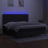 vidaXL Cama box spring colch&oacute;n y luces LED tela negro 200x200 cm