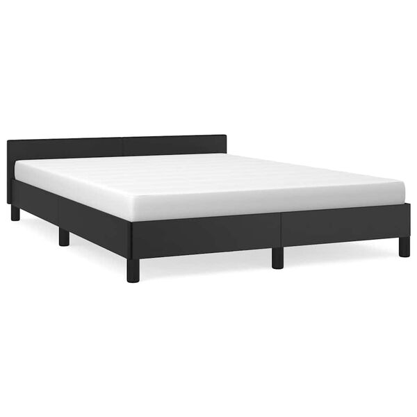 vidaXL Estructura de cama con cabecero sin colch&oacute;n negro 140x190 cm