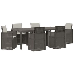 vidaXL Conjunto de Comedor de Jard&iacute;n 7 uds. Gris Claro PP