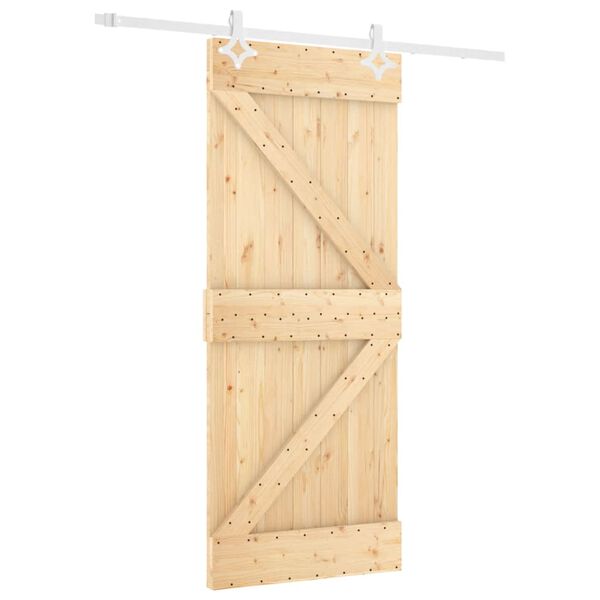 vidaXL Puerta corredera con herrajes madera maciza de pino 80x210 cm