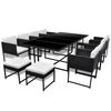 vidaXL Set comedor de jard&iacute;n 13 piezas y cojines rat&aacute;n sint&eacute;tico negro
