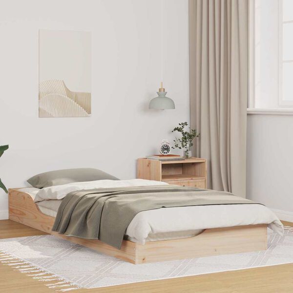 vidaXL Estructura de cama Marr&oacute;n 90 x 200 cm Madera maciza de pino