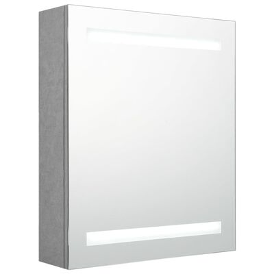 vidaXL Armario de baño con espejo LED gris hormigón 50x14x60 cm